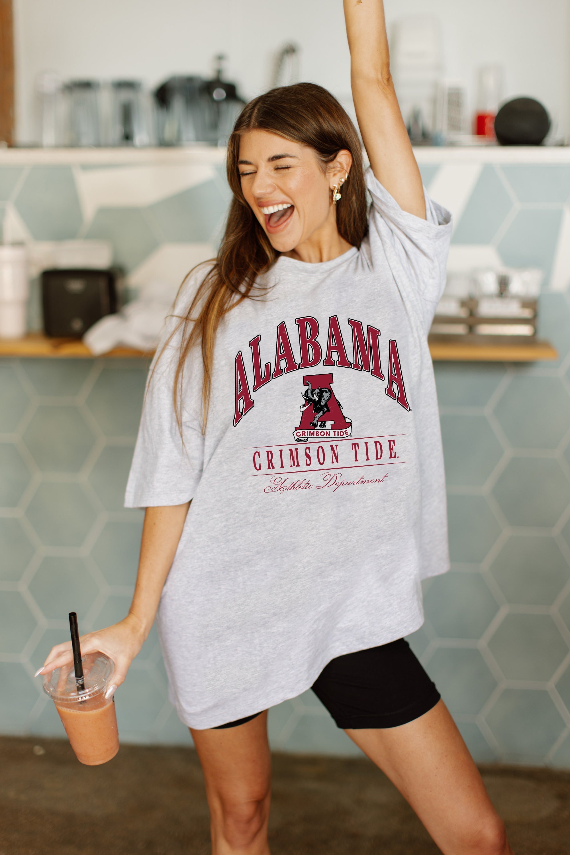 Women's Gameday Couture White Alabama Crimson Tide PoweredBy Go Girl Oversized T-Shirt Size: Extra Large