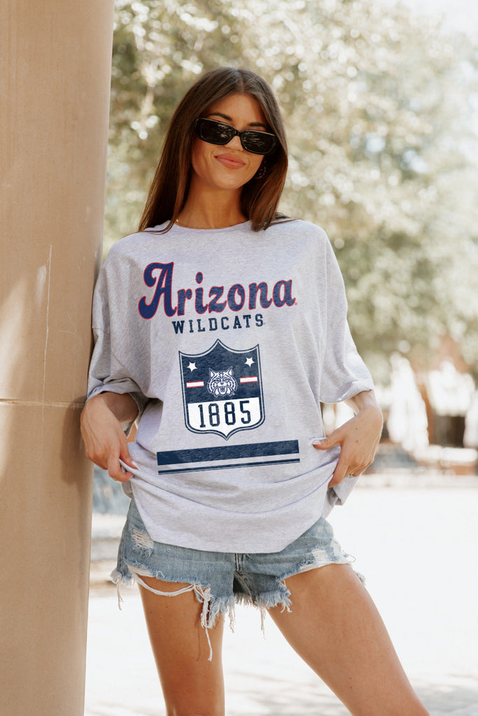 ARIZONA WILDCATS GO TEAM BOX SHOULDER BOYFRIEND TEE BY MADI PREWETT TR –  GAMEDAY COUTURE