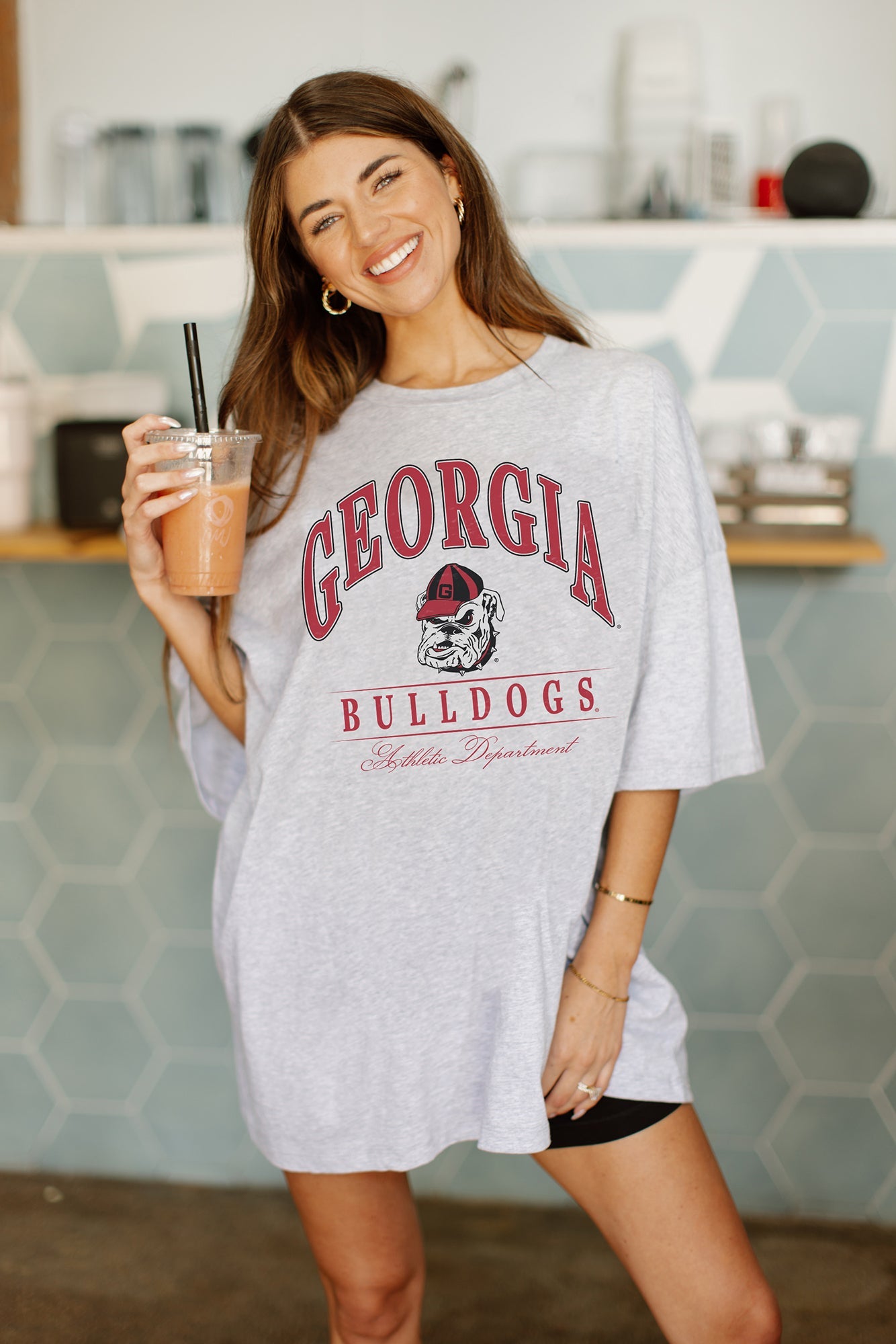 Women's Champion Black Georgia Bulldogs Cropped Boyfriend T-Shirt