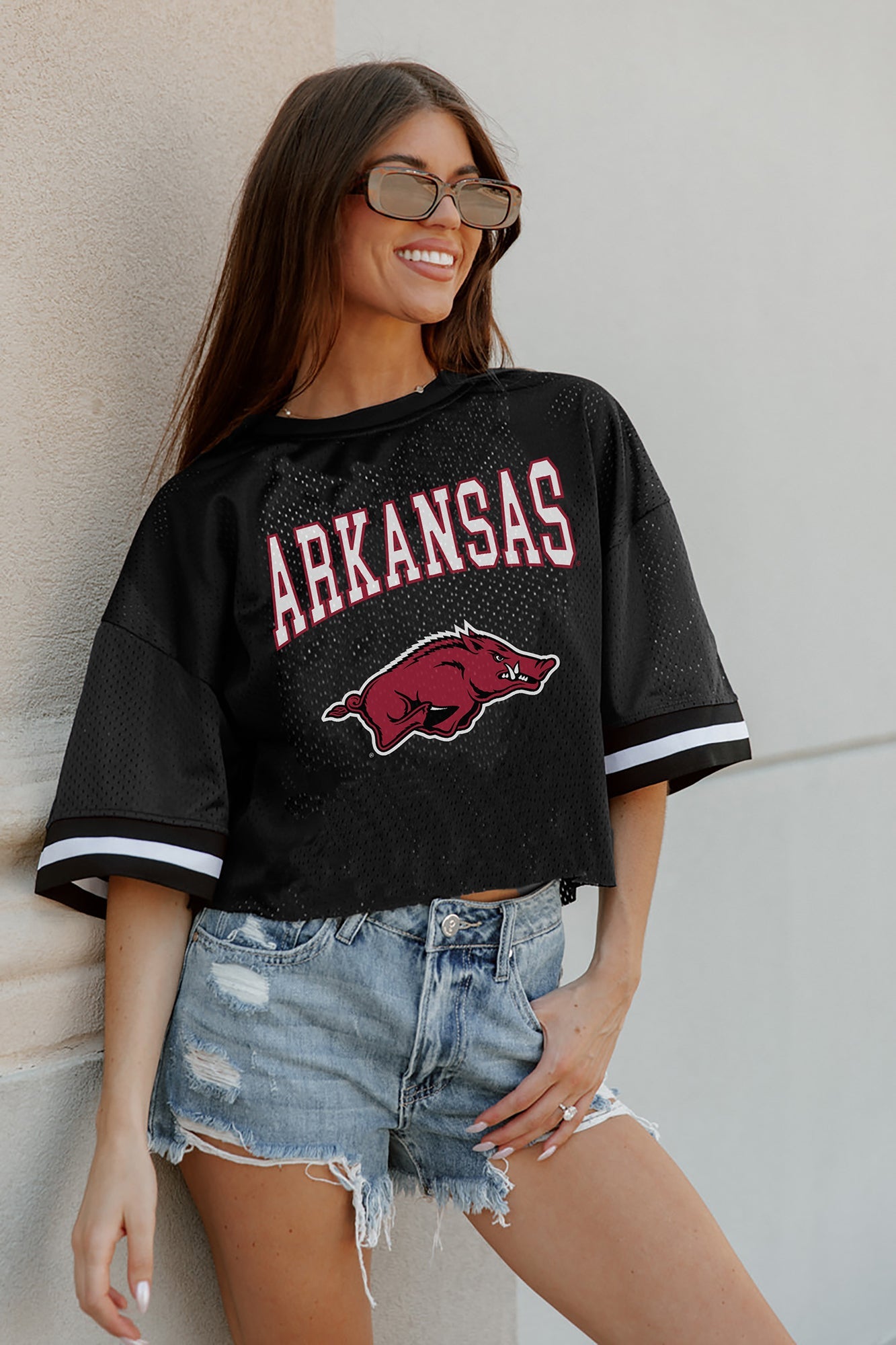 ARKANSAS RAZORBACKS SCORE SQUAD MODERATE FIT FASHION JERSEY BY MADI PREWETT