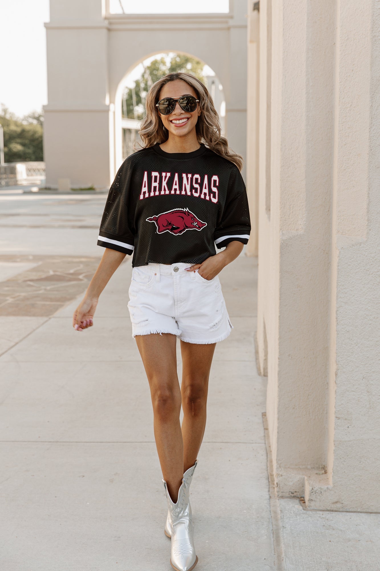 ARKANSAS RAZORBACKS SCORE SQUAD MODERATE FIT FASHION JERSEY BY MADI PREWETT