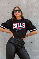 BUFFALO BILLS AUTOMATIC DOWN LIGHTWEIGHT SPORTY TOP WITH STRIPED SLEEVE DETAIL