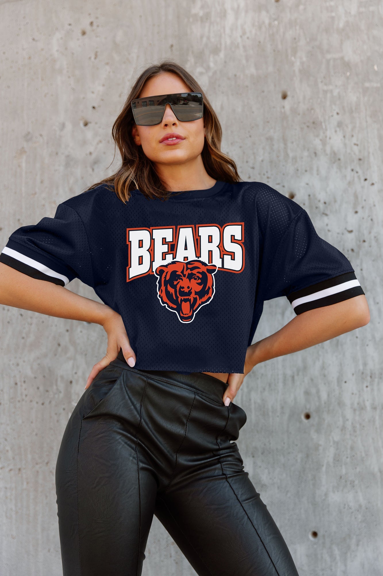 GC x NFL Chicago Bears Automatic Down Lightweight Sporty Top with Striped Sleeve Detail M / Navy