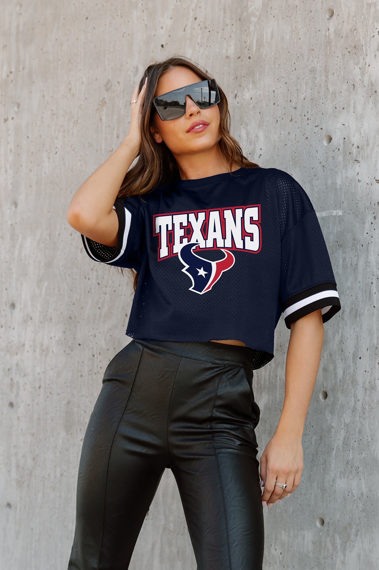 HOUSTON TEXANS AUTOMATIC DOWN LIGHTWEIGHT SPORTY TOP WITH STRIPED