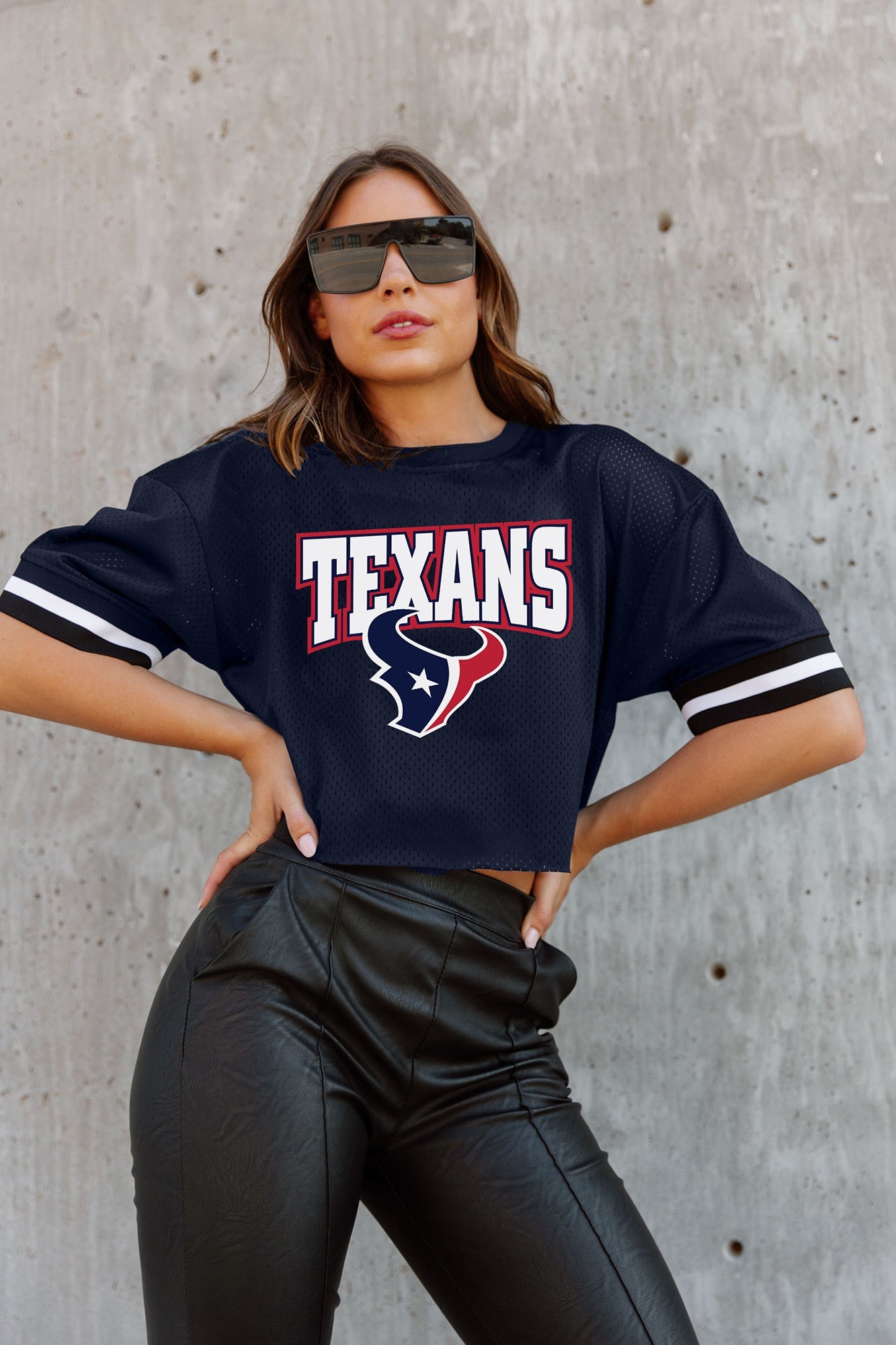 GC x NFL Houston Texans Automatic Down Lightweight Sporty Top with Striped Sleeve Detail XXL / Navy