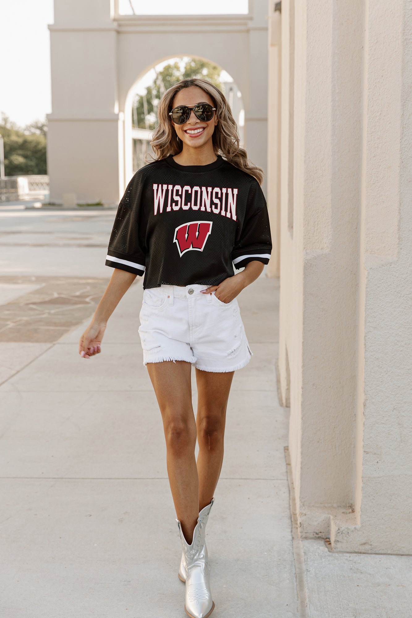 WISCONSIN BADGERS SCORE SQUAD MODERATE FIT FASHION JERSEY BY MADI PREWETT