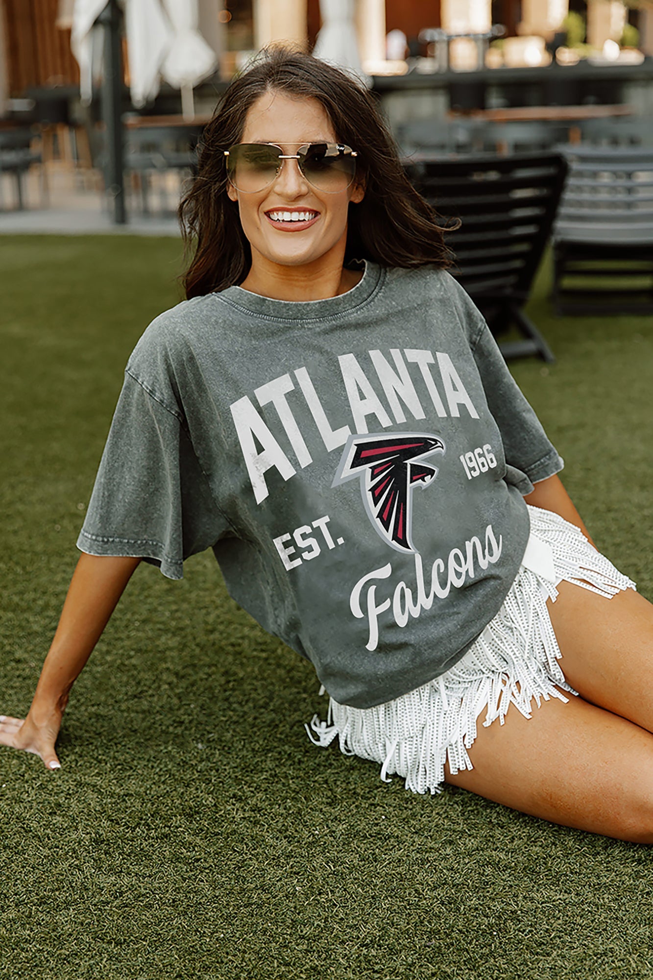 Women's Gameday Couture Gray Atlanta Falcons Tackle Titan Boyfriend Washed T-Shirt Size: Medium