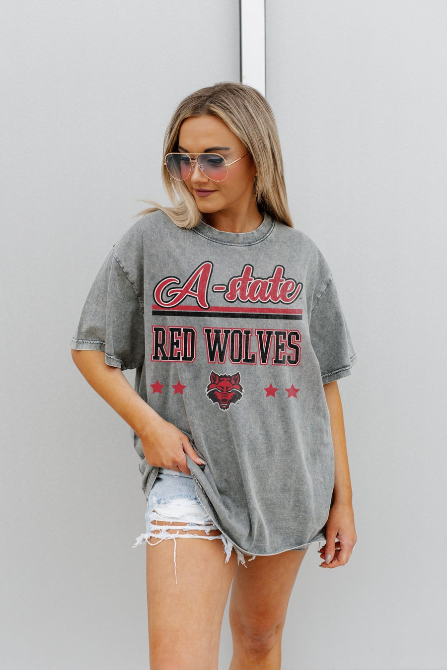 ARKANSAS STATE RED WOLVES HERE TO PLAY OVERSIZED CREWNECK TEE