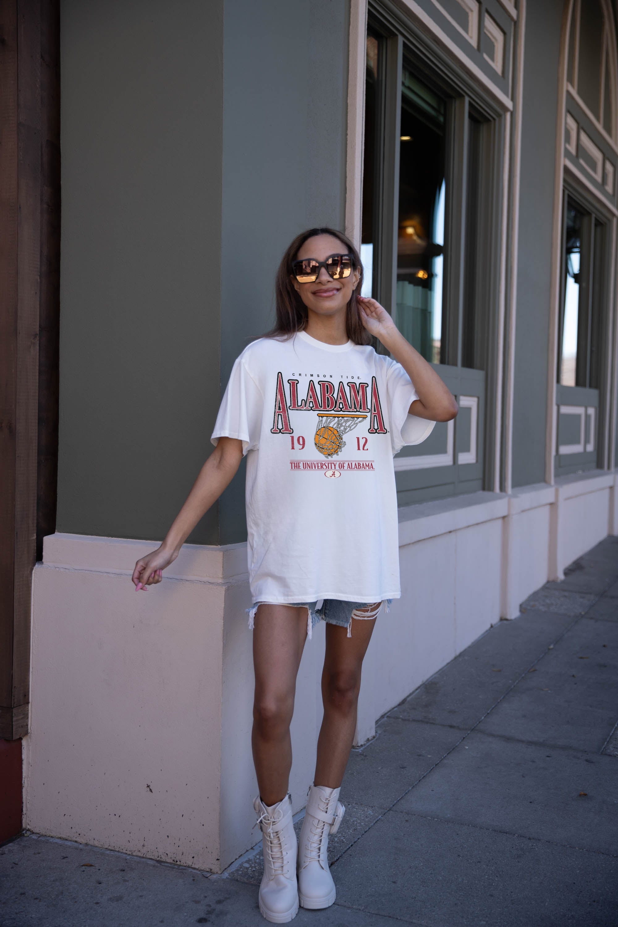 ALABAMA CRIMSON TIDE COURT DATE OVERSIZED CREWNECK TEE