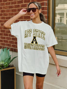 APPALACHIAN STATE MOUNTAINEERS UP YOUR GAME OVERSIZED CREWNECK TEE BY MADI PREWETT