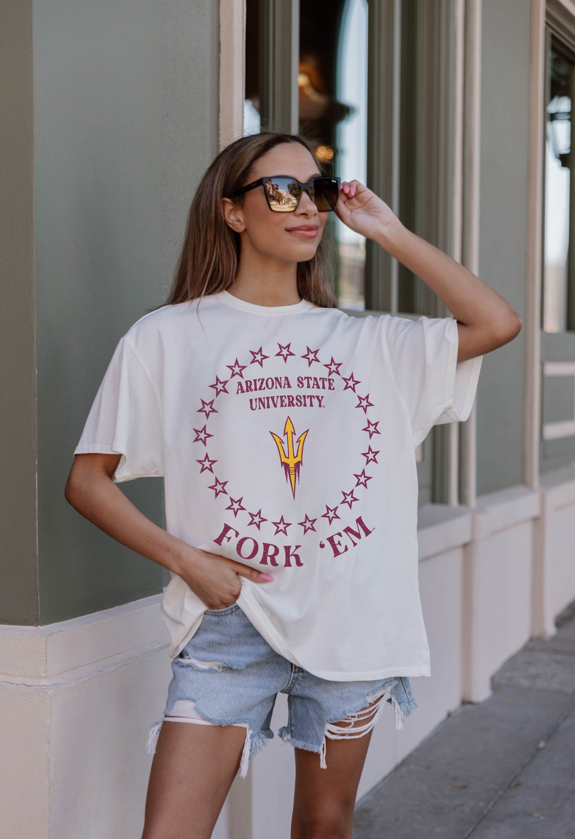 ARIZONA STATE SUN DEVILS ON POINT OVERSIZED CREWNECK TEE