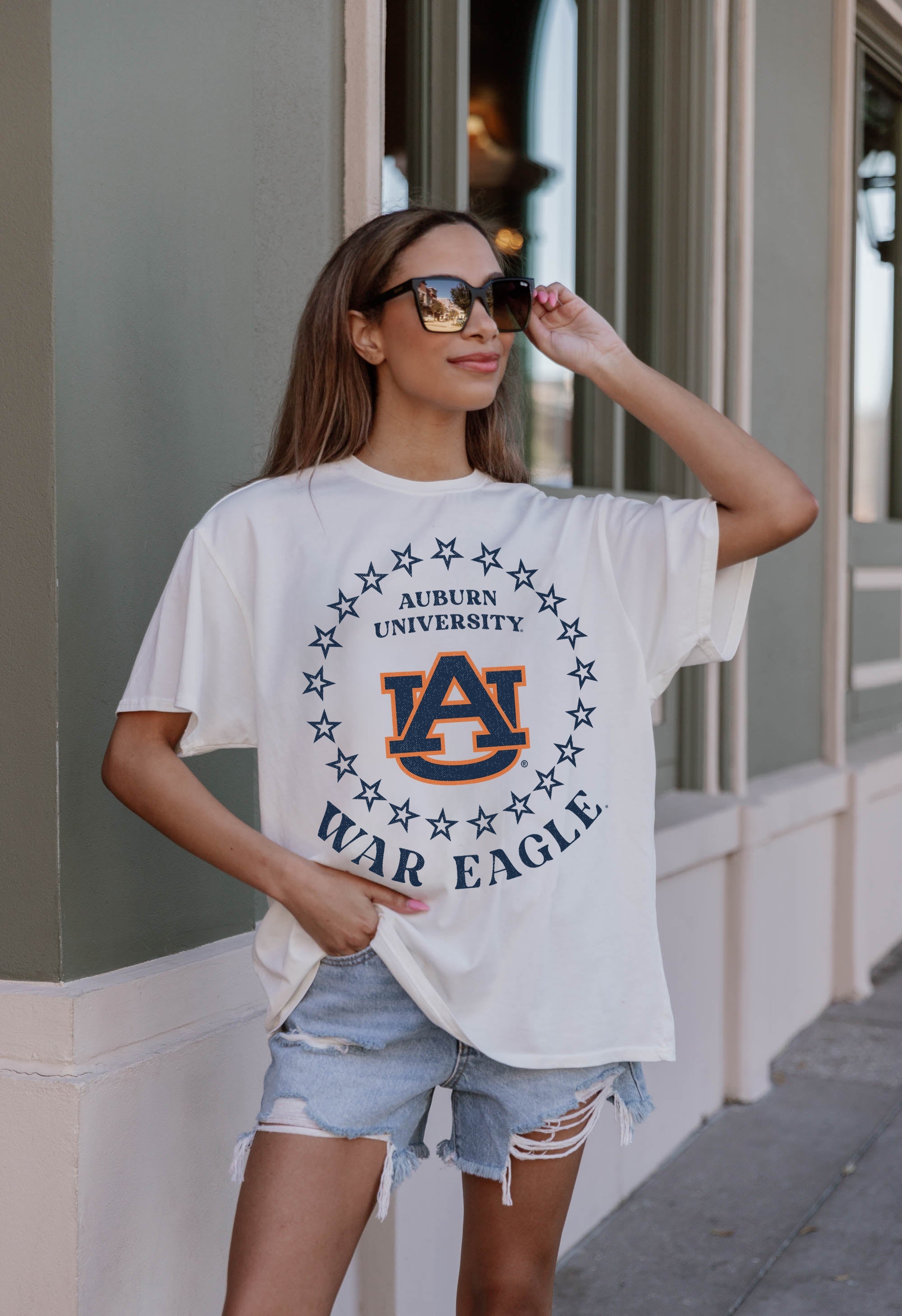 AUBURN TIGERS ON POINT OVERSIZED CREWNECK TEE