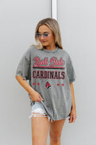 BALL STATE CARDINALS HERE TO PLAY OVERSIZED CREWNECK TEE