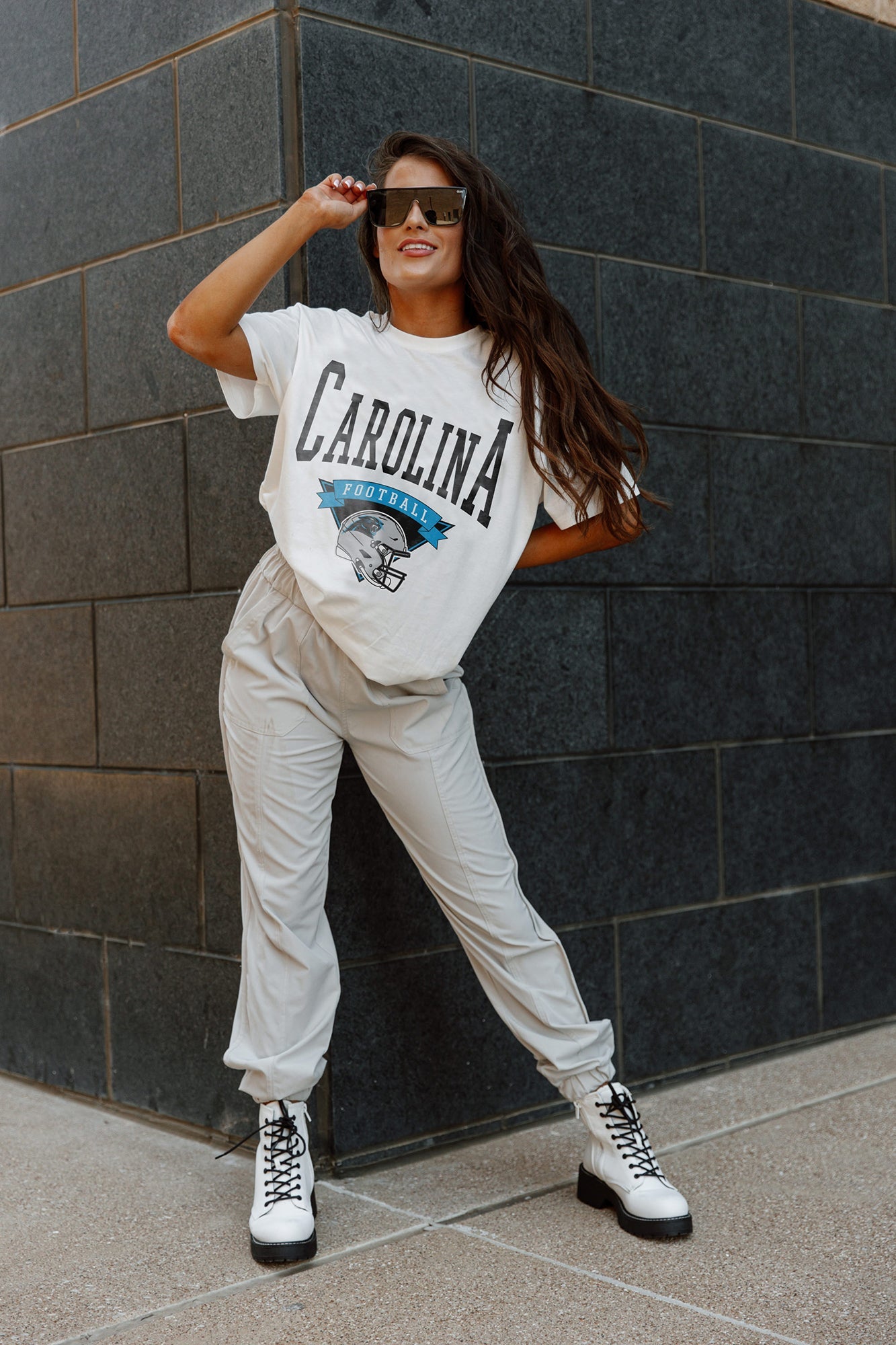 Carolina Panthers Cutoff Sleeve Sweatshirt 