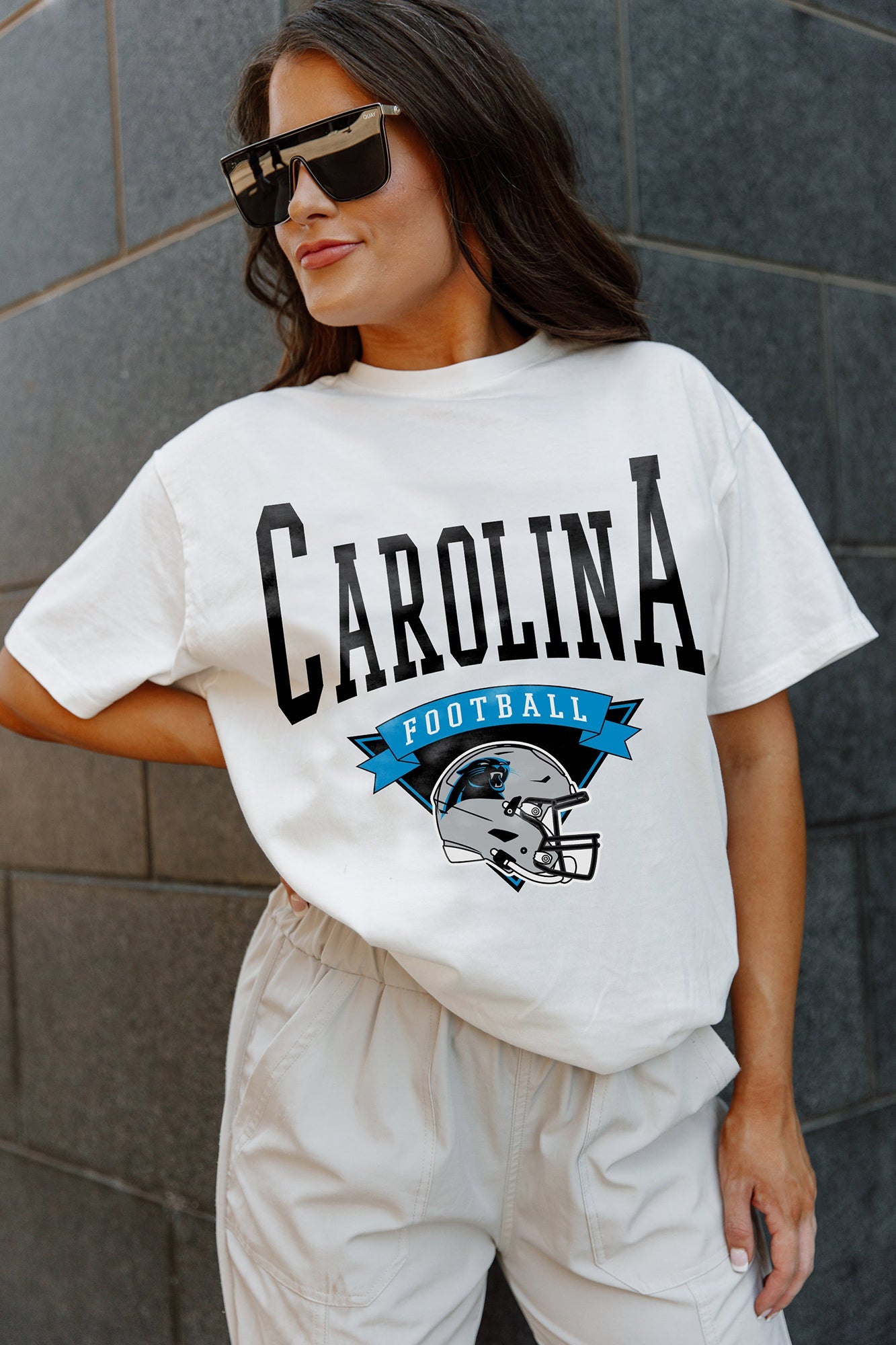 CAROLINA PANTHERS VICTORIOUS VIXEN SHORT SLEEVE FLOWY TEE