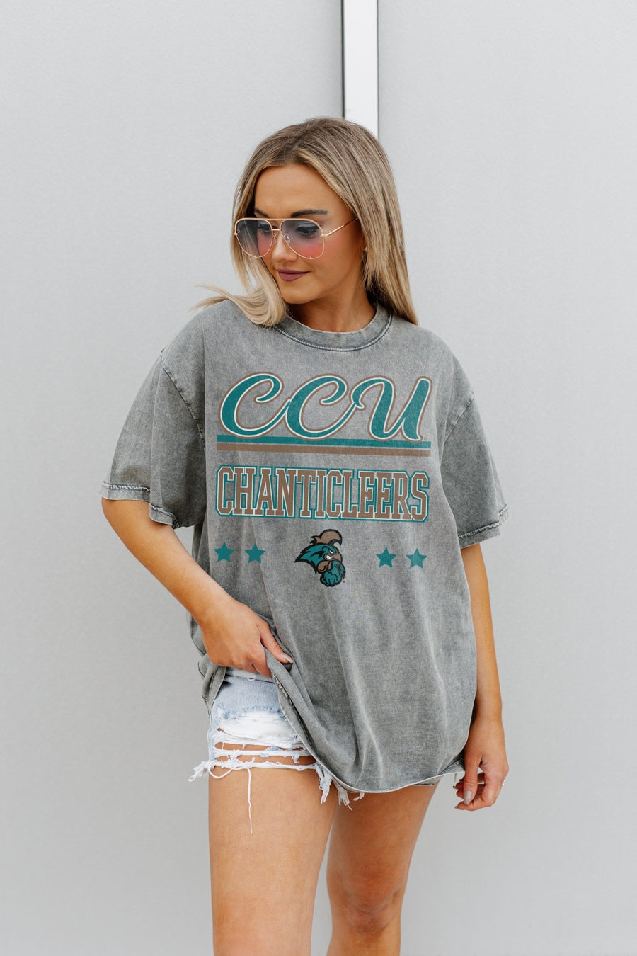 COASTAL CAROLINA CHANTICLEERS HERE TO PLAY OVERSIZED CREWNECK TEE