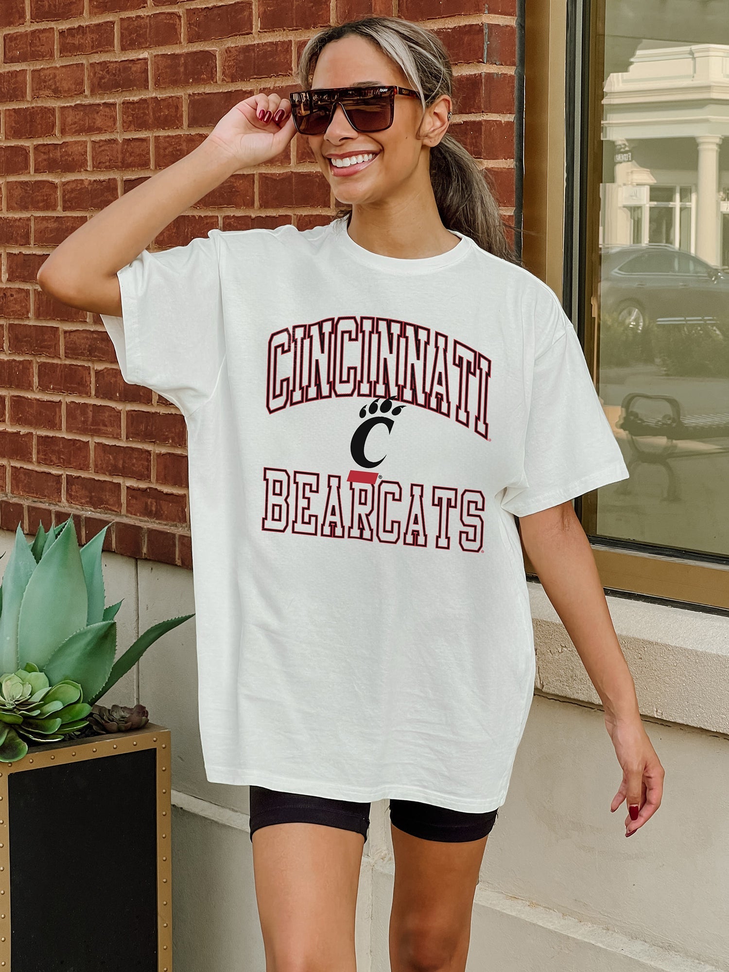 CINCINNATI BEARCATS UP YOUR GAME OVERSIZED CREWNECK TEE BY MADI PREWETT