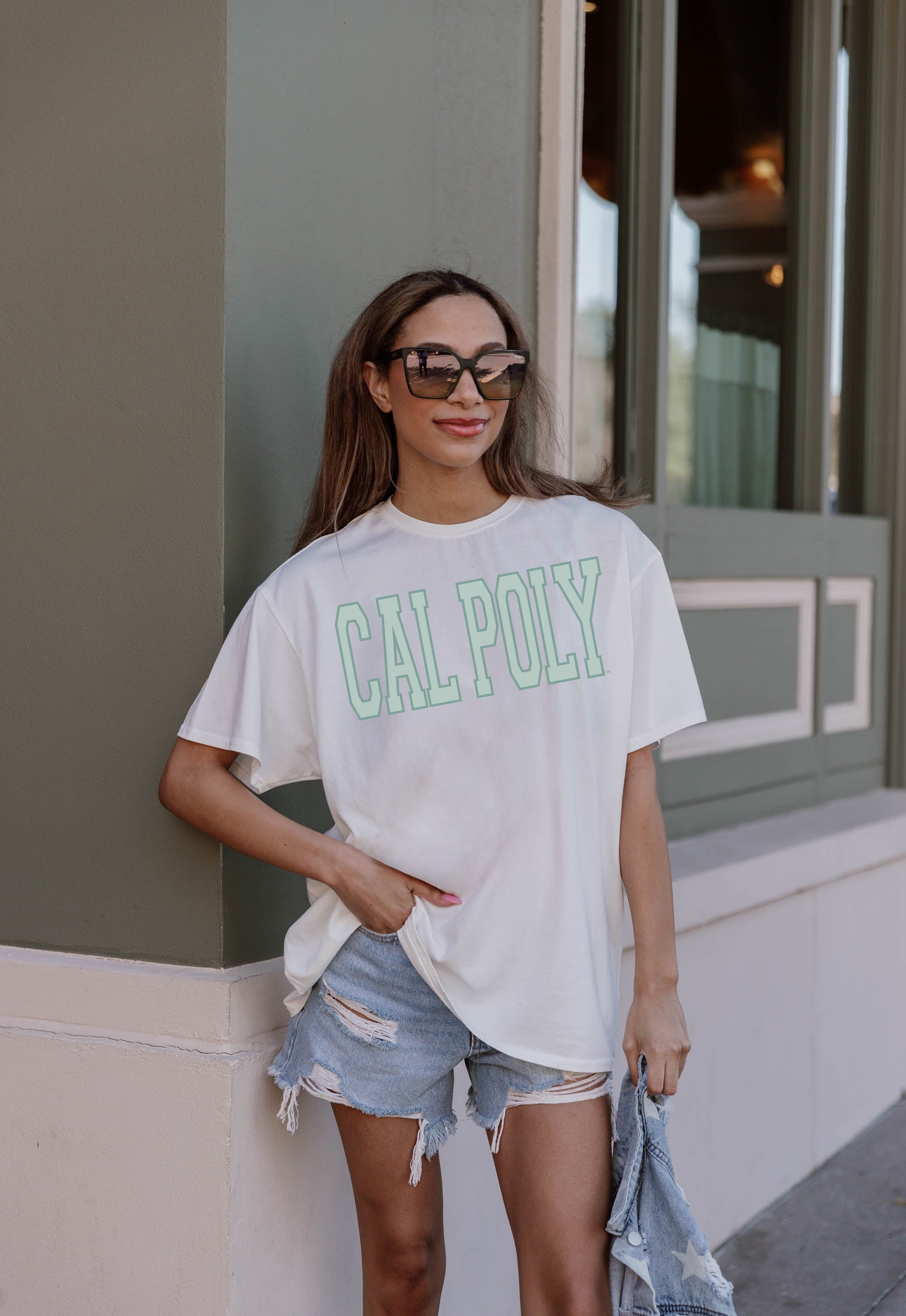 CAL POLY MUSTANGS GAMEDAY ERA OVERSIZED CREWNECK TEE