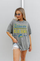 DELAWARE BLUE HENS HERE TO PLAY OVERSIZED CREWNECK TEE