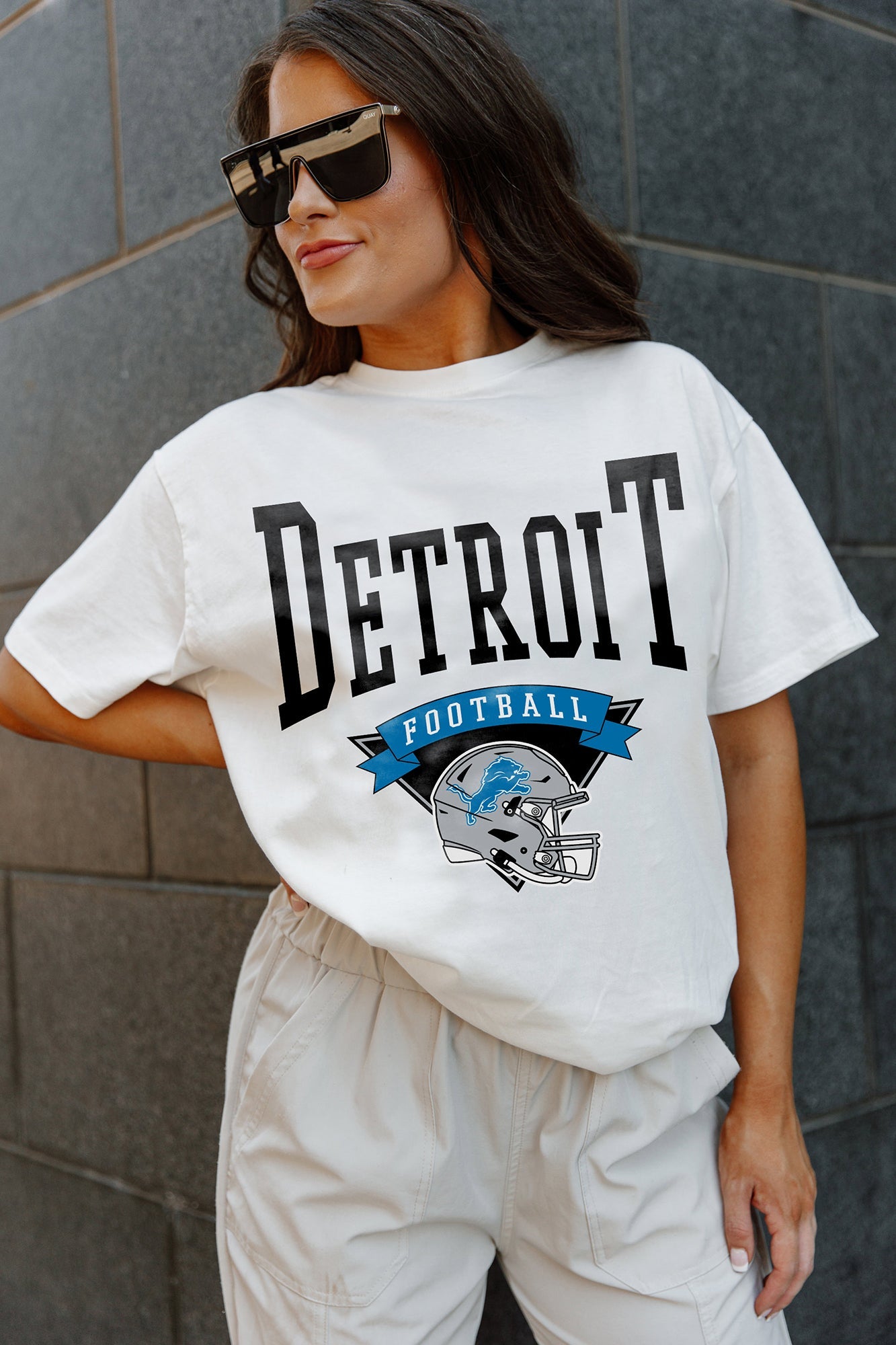 DETROIT LIONS ENFORCER RELAXED FIT SHORT SLEEVE CREWNECK TEE