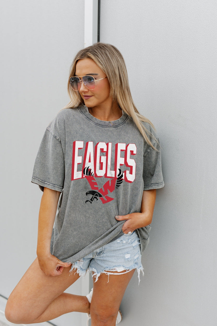 Women's Gameday Couture Gray Eastern Washington Eagles Solid Defense  Oversized T-Shirt