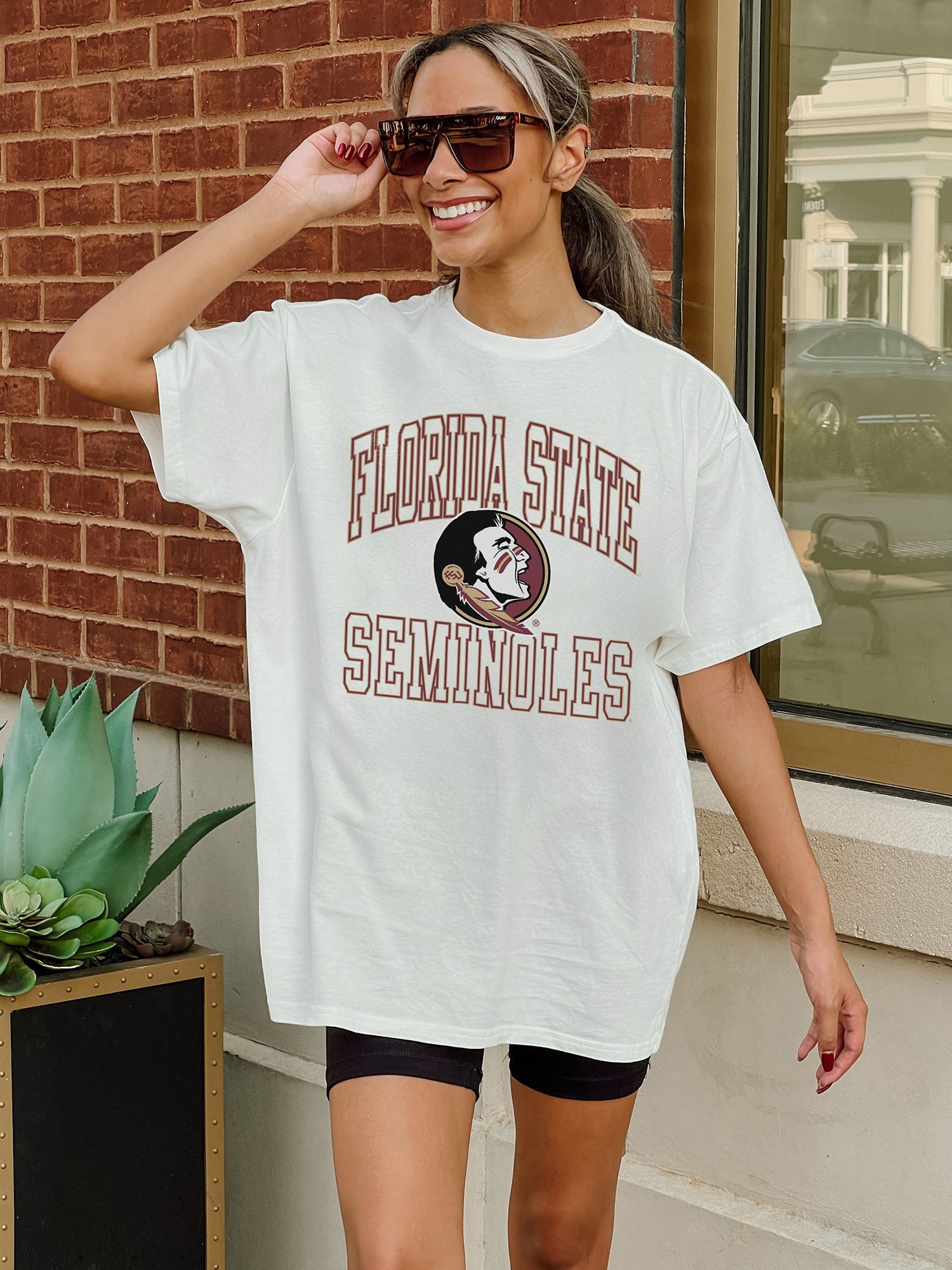 FLORIDA STATE SEMINOLES UP YOUR GAME OVERSIZED CREWNECK TEE BY MADI PREWETT