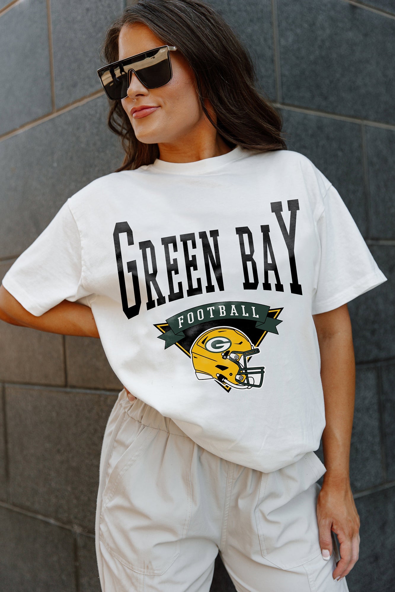 Green Bay Packers Victorious Vixen Short Sleeve Flowy Tee XXL / White