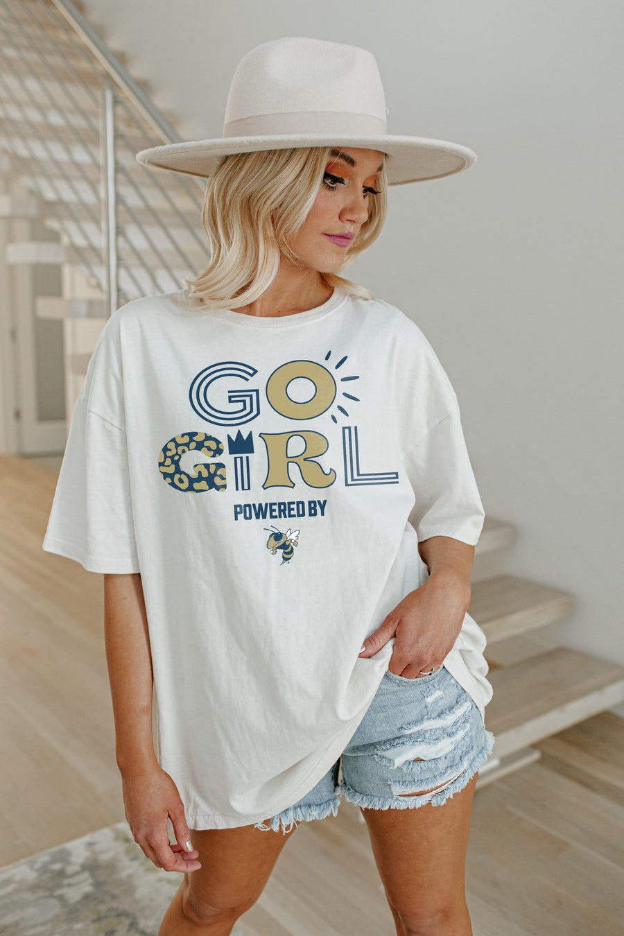 GEORGIA TECH YELLOW JACKETS GO GIRL OVERSIZED CREWNECK TEE