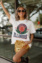 ILLINOIS FIGHTING ILLINI BE A CHAMPION OVERSIZED CREWNECK TEE BY MADI PREWETT