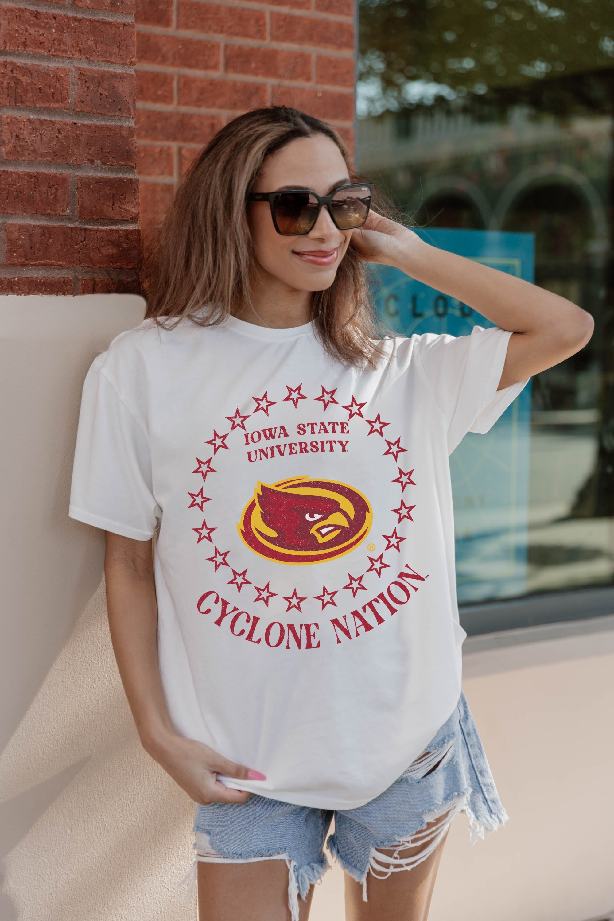 IOWA STATE CYCLONES ON POINT OVERSIZED CREWNECK TEE