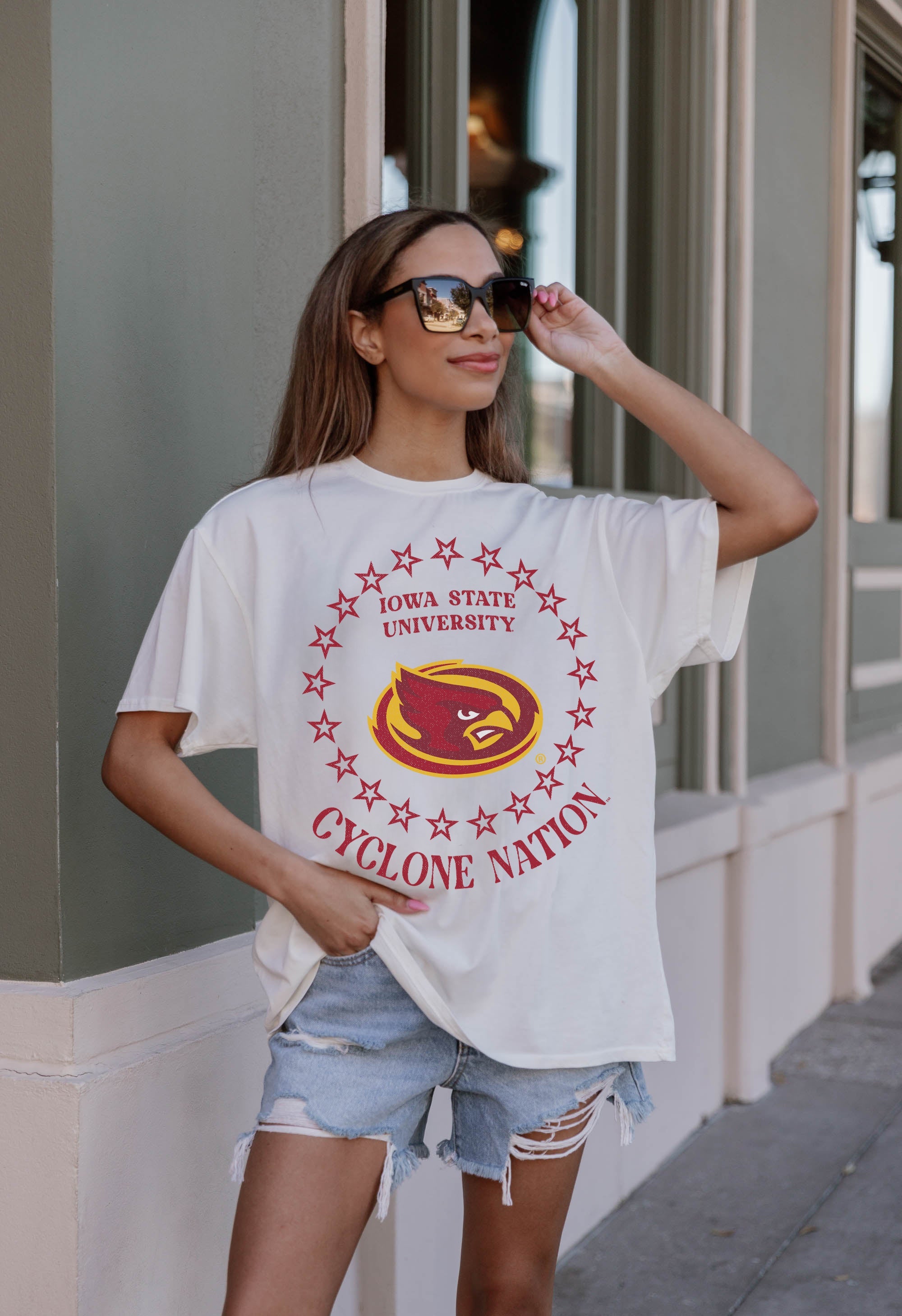 IOWA STATE CYCLONES ON POINT OVERSIZED CREWNECK TEE