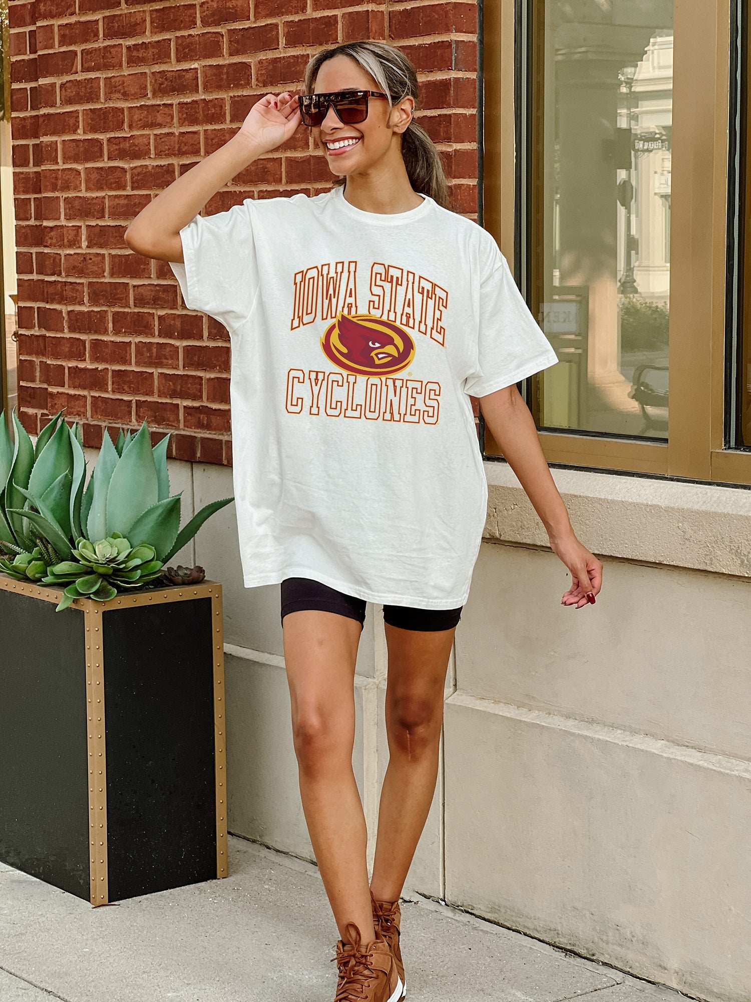 IOWA STATE CYCLONES UP YOUR GAME OVERSIZED CREWNECK TEE BY MADI PREWETT