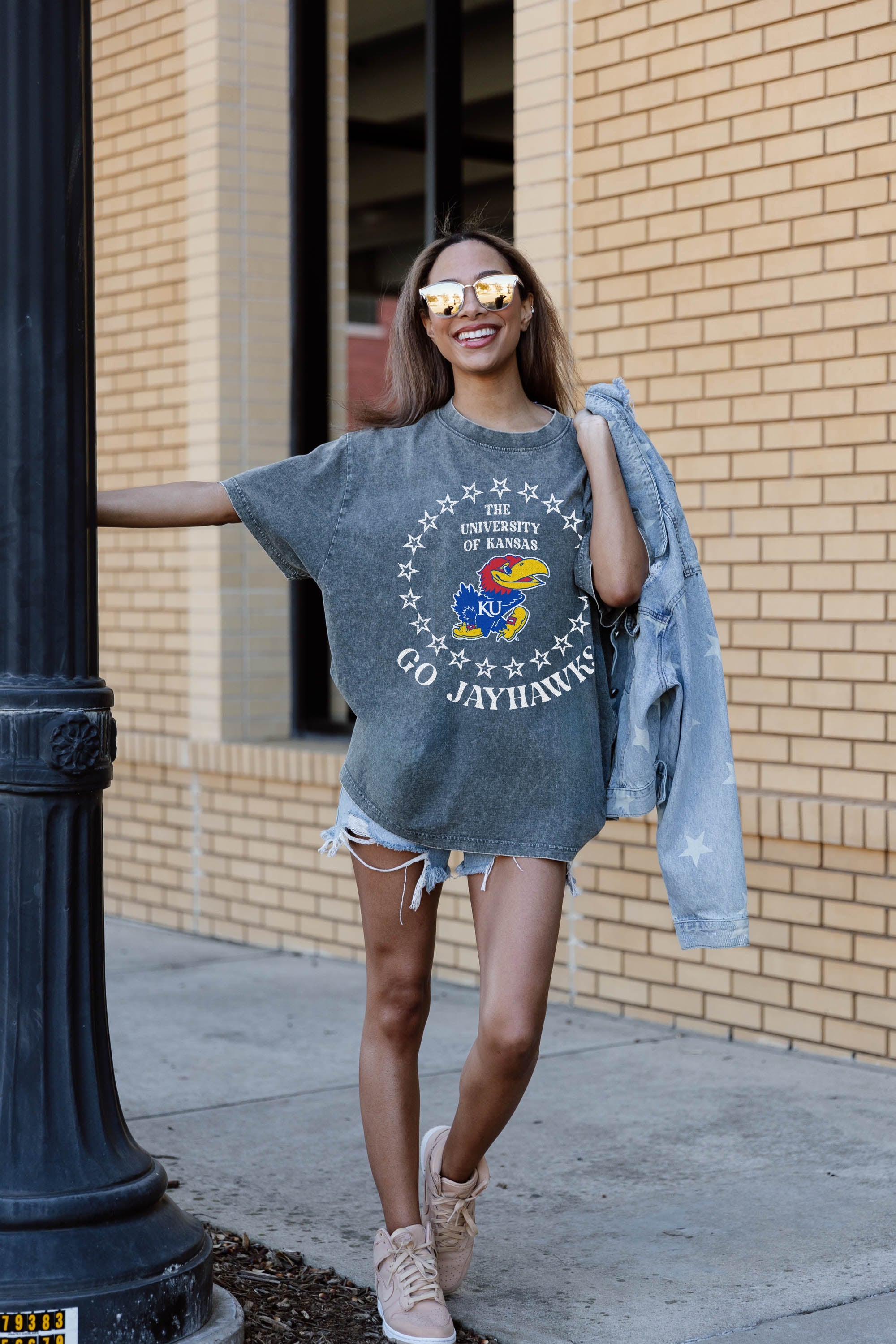 KANSAS JAYHAWKS BRIGHTEST STAR OVERSIZED CREWNECK TEE