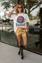 KANSAS JAYHAWKS BE A CHAMPION OVERSIZED CREWNECK TEE BY MADI PREWETT