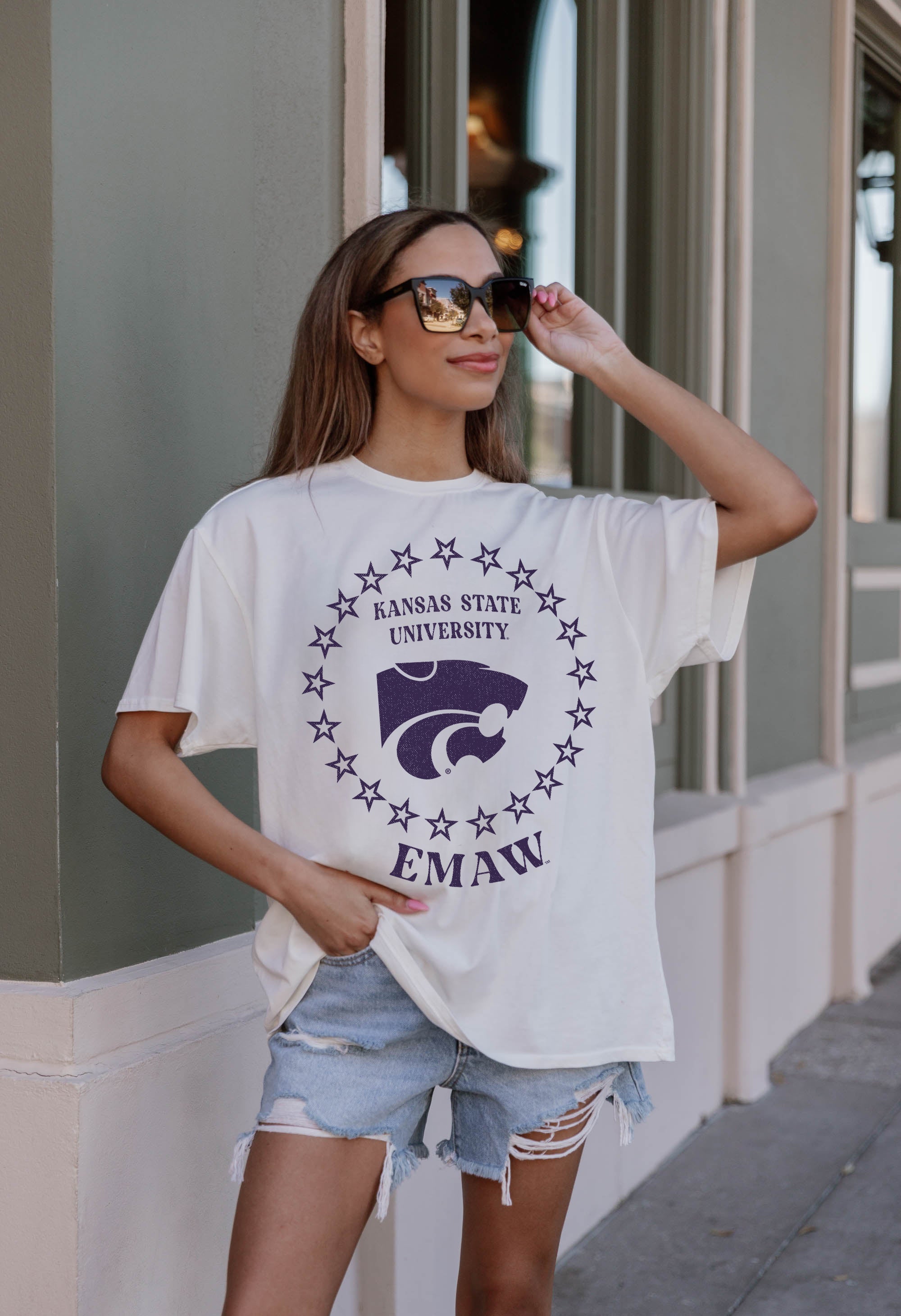 KANSAS STATE WILDCATS ON POINT OVERSIZED CREWNECK TEE