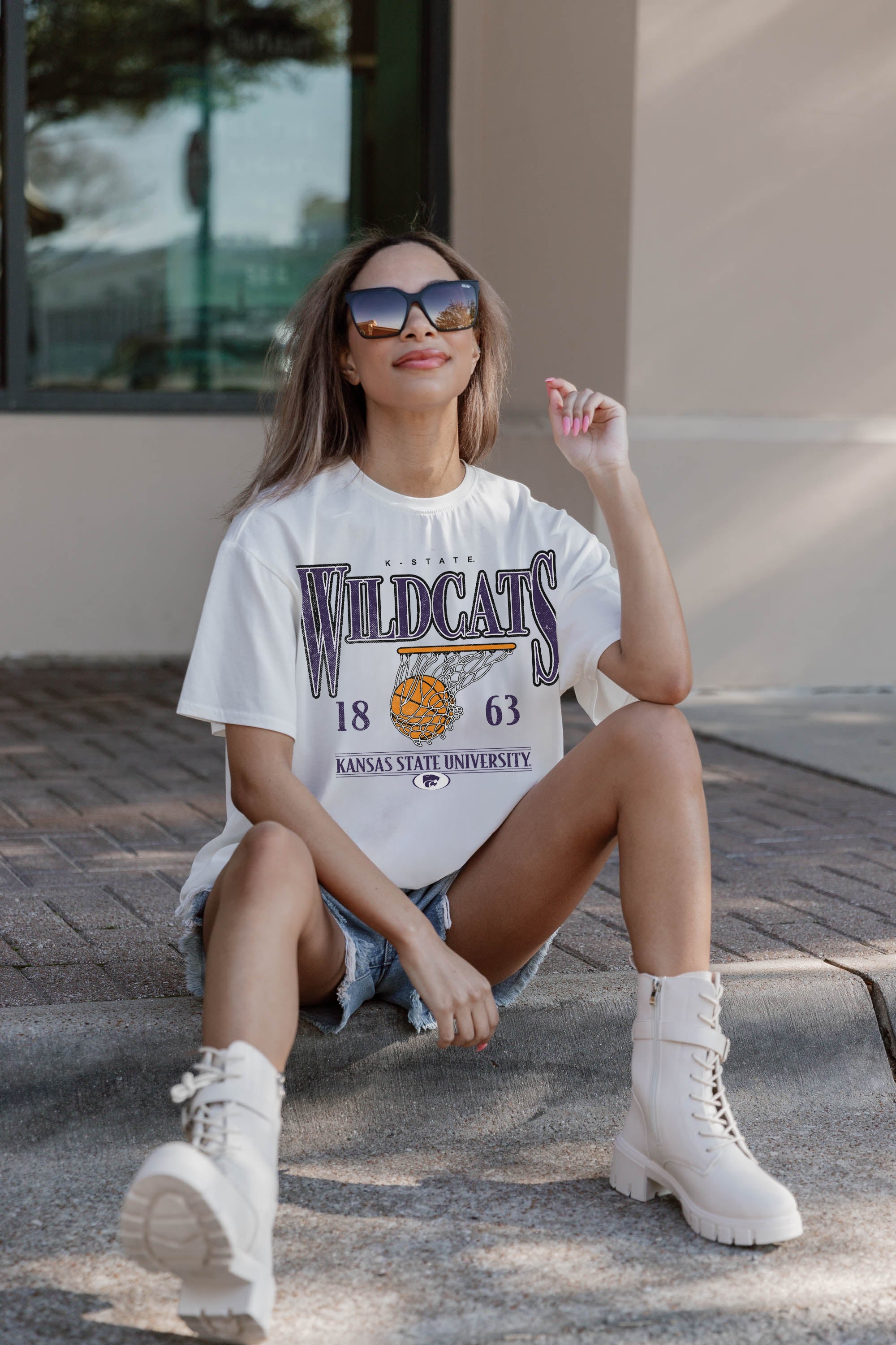 KANSAS STATE WILDCATS COURT DATE OVERSIZED CREWNECK TEE