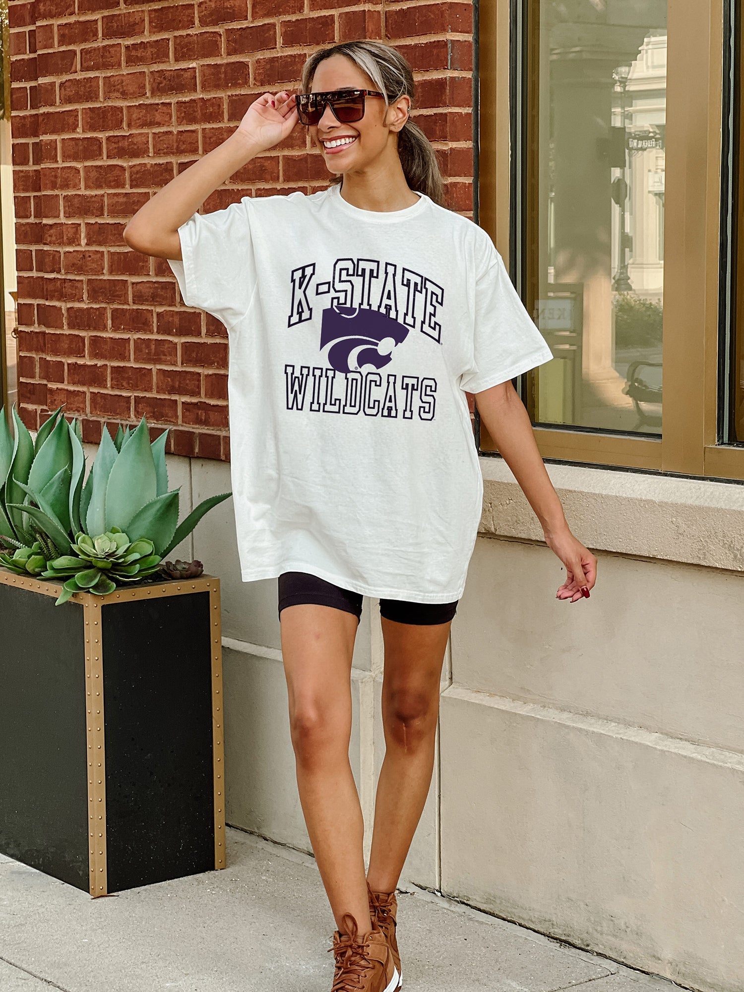 KANSAS STATE WILDCATS UP YOUR GAME OVERSIZED CREWNECK TEE BY MADI PREWETT