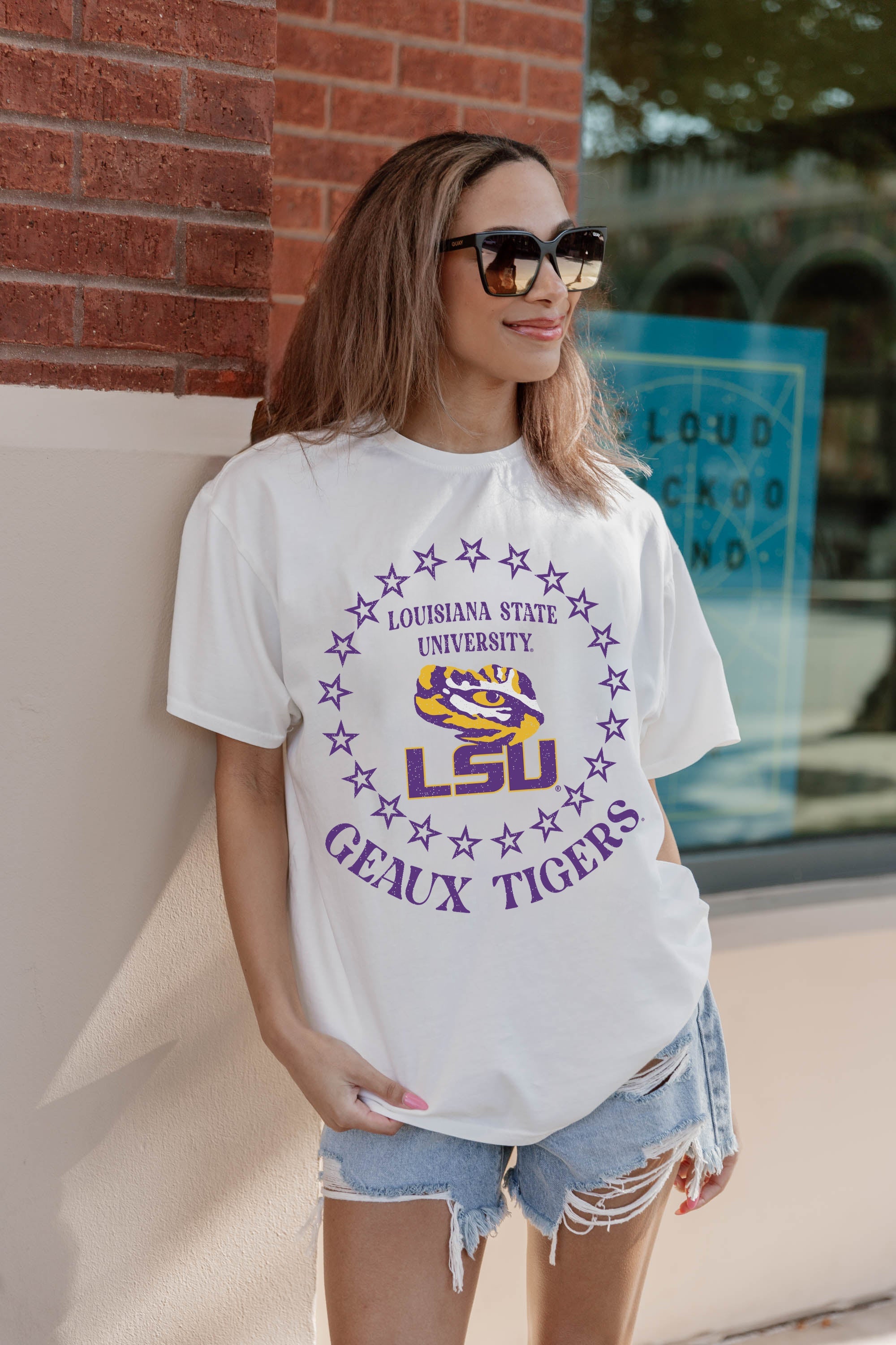 LSU TIGERS ON POINT OVERSIZED CREWNECK TEE