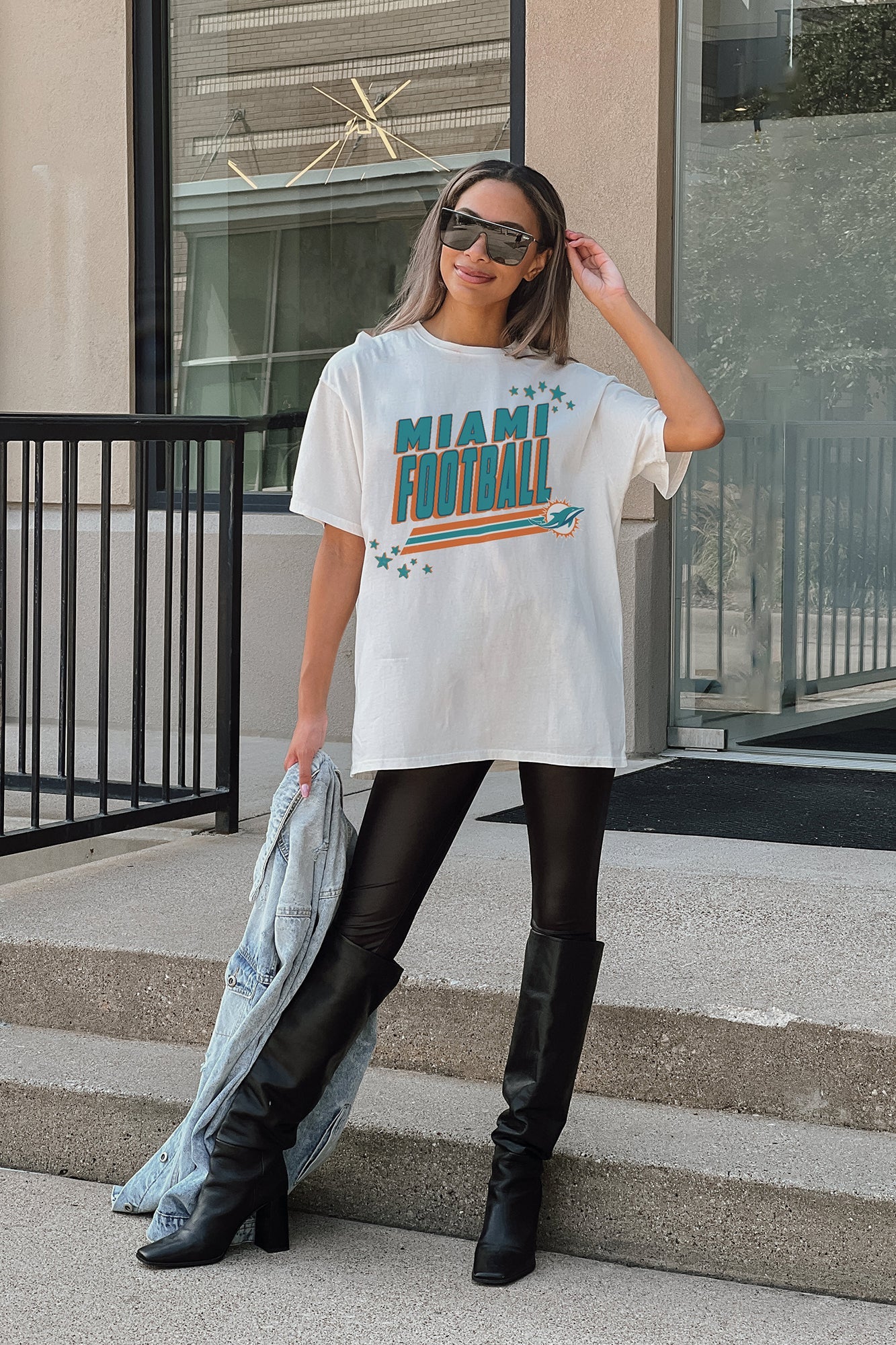 MIAMI DOLPHINS COMING IN HOT OVERSIZED CREWNECK TEE