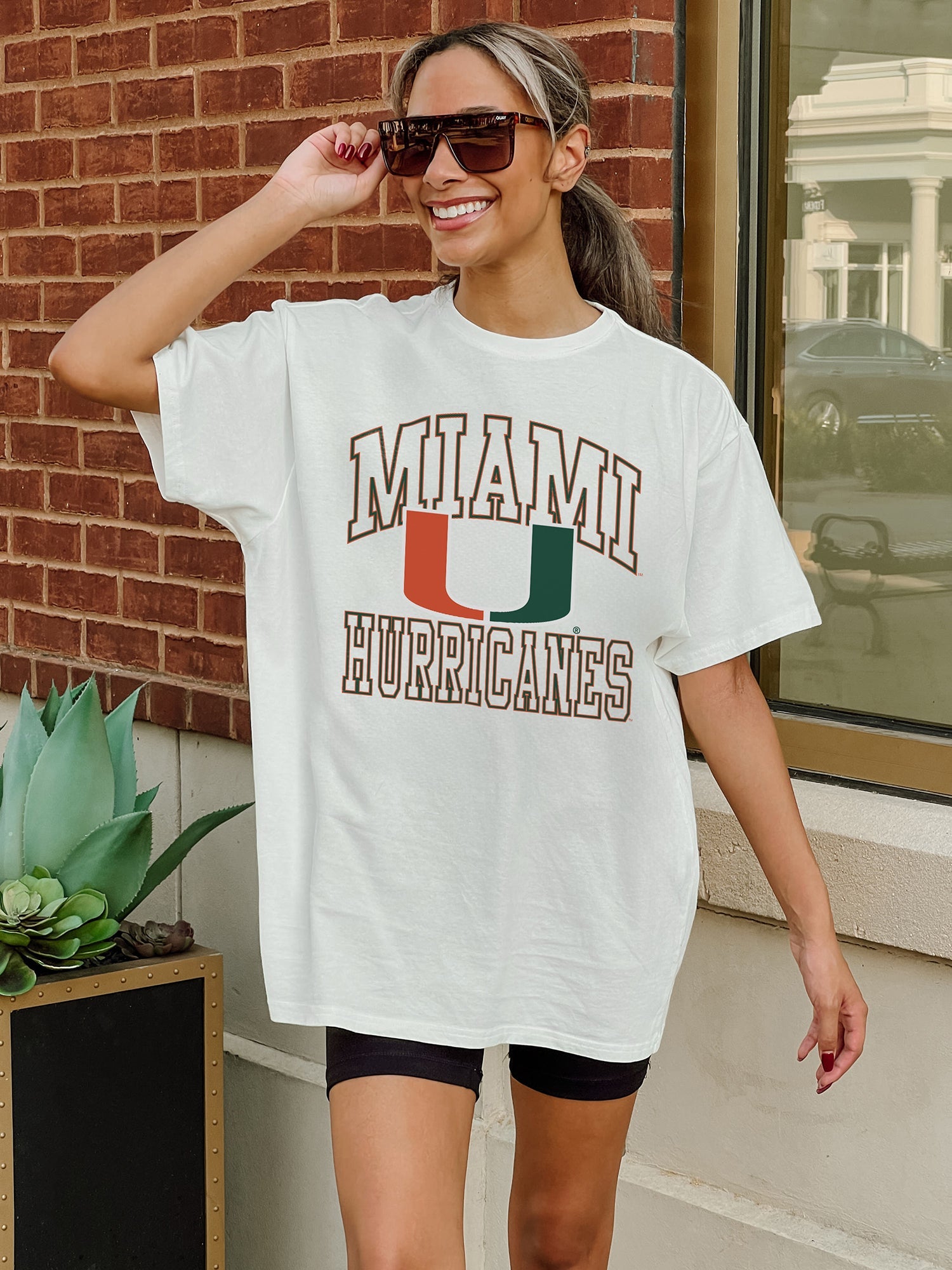 MIAMI HURRICANES UP YOUR GAME OVERSIZED CREWNECK TEE BY MADI PREWETT