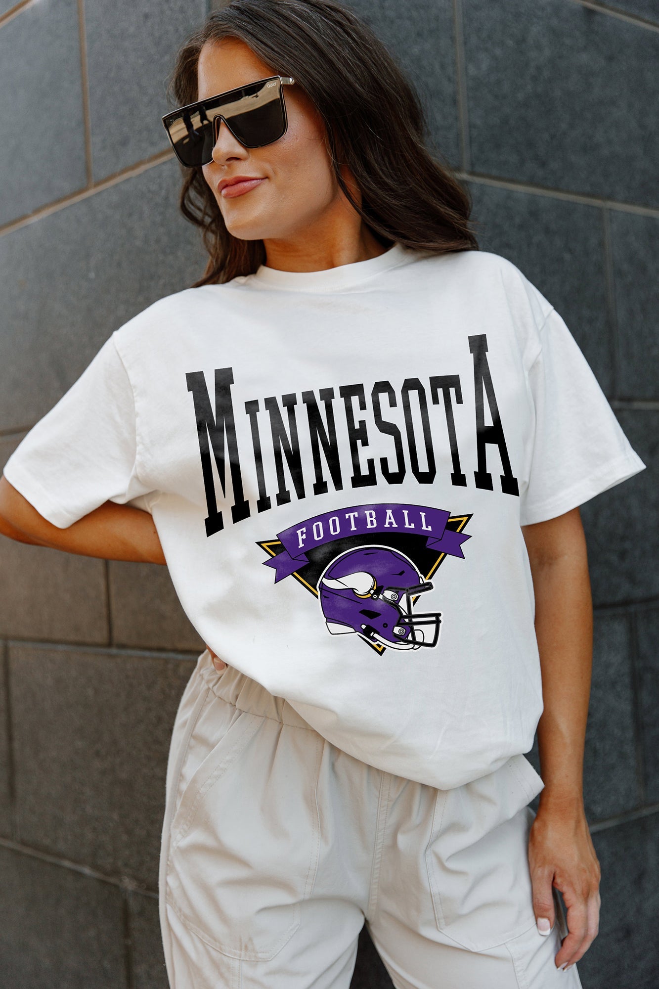 MINNESOTA VIKINGS GAMEDAY GLITZ LONG SLEEVE TEE WITH SEQUIN TRIM