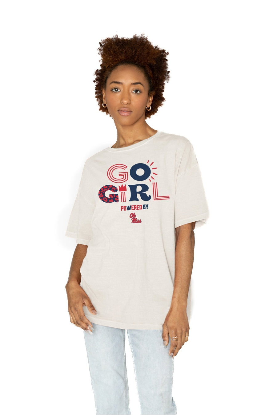 OLE MISS REBELS GO GIRL OVERSIZED CREWNECK TEE