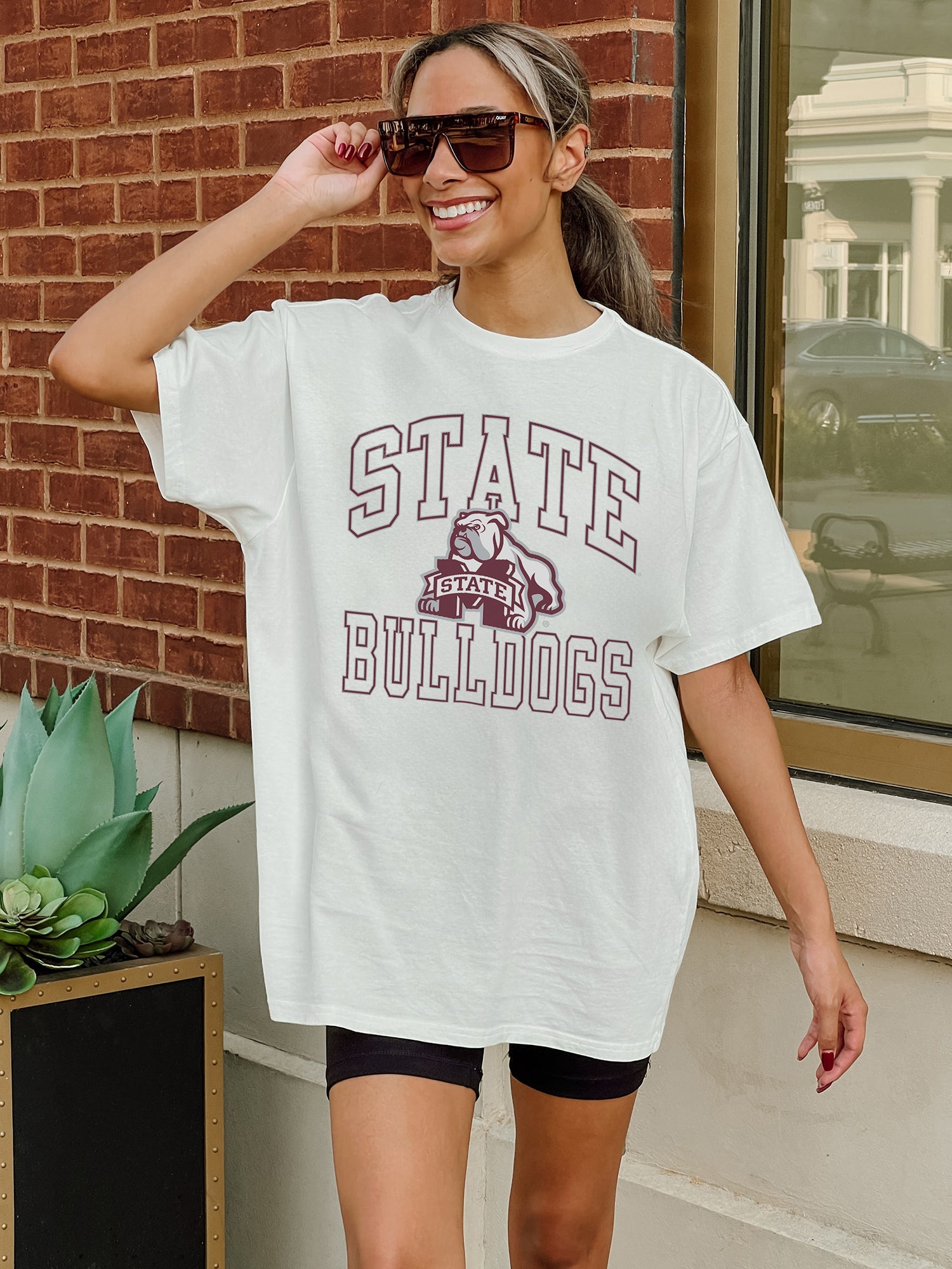 MISSISSIPPI STATE BULLDOGS UP YOUR GAME OVERSIZED CREWNECK TEE BY MADI PREWETT