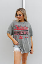 NEBRASKA CORNHUSKERS HERE TO PLAY OVERSIZED CREWNECK TEE