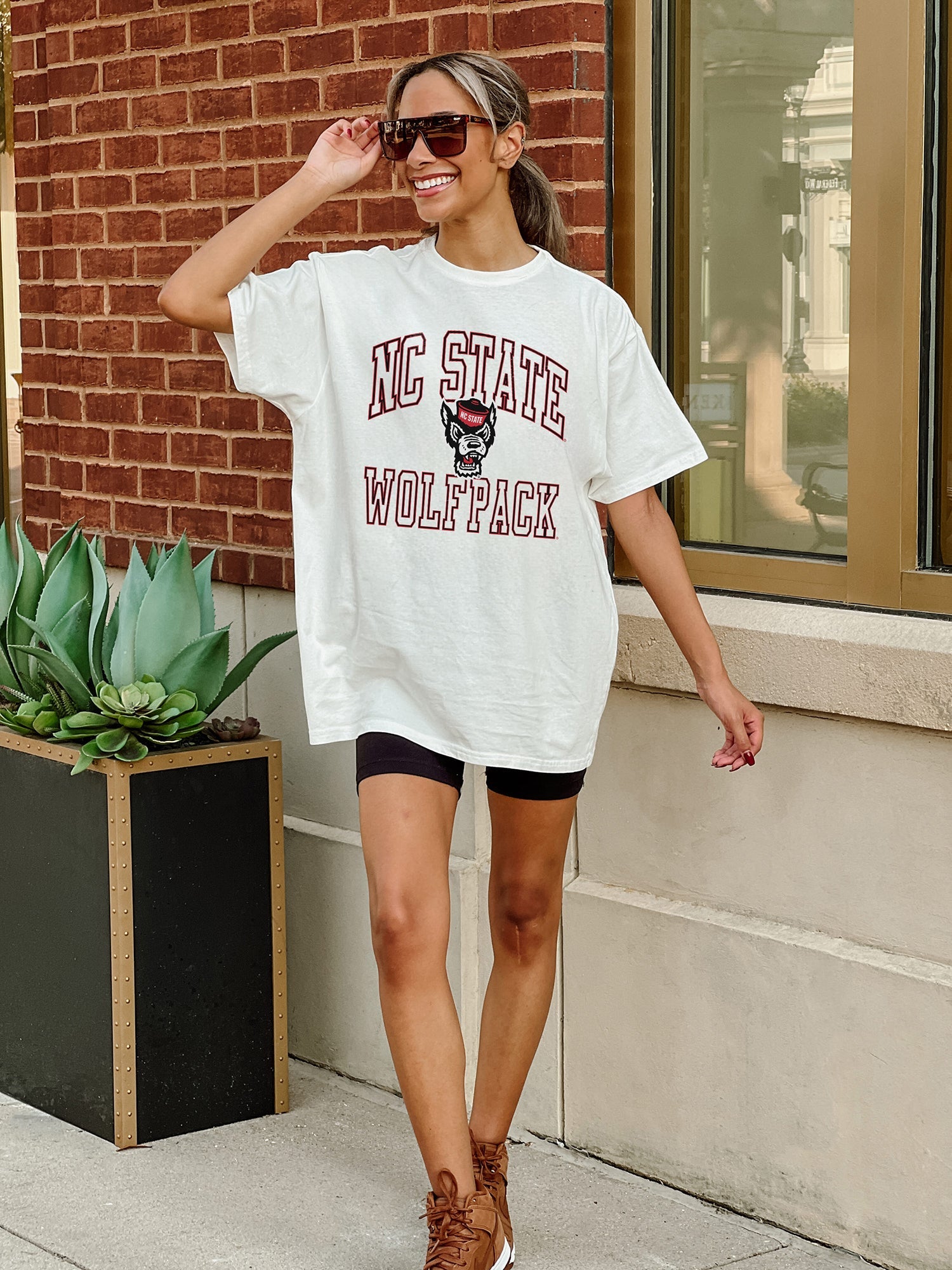 NORTH CAROLINA STATE WOLFPACK UP YOUR GAME OVERSIZED CREWNECK TEE BY MADI PREWETT