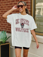 NORTH CAROLINA STATE WOLFPACK UP YOUR GAME OVERSIZED CREWNECK TEE BY MADI PREWETT