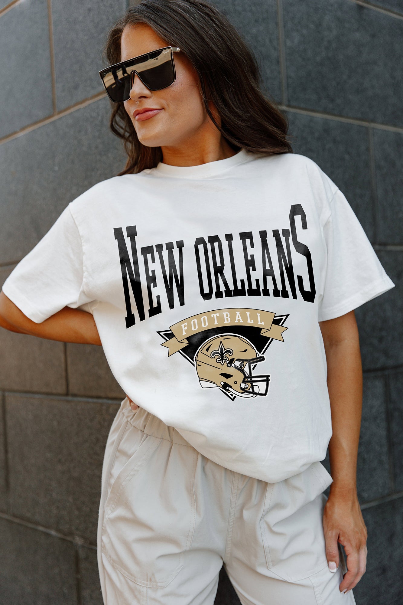 NEW ORLEANS SAINTS ENFORCER RELAXED FIT SHORT SLEEVE CREWNECK TEE