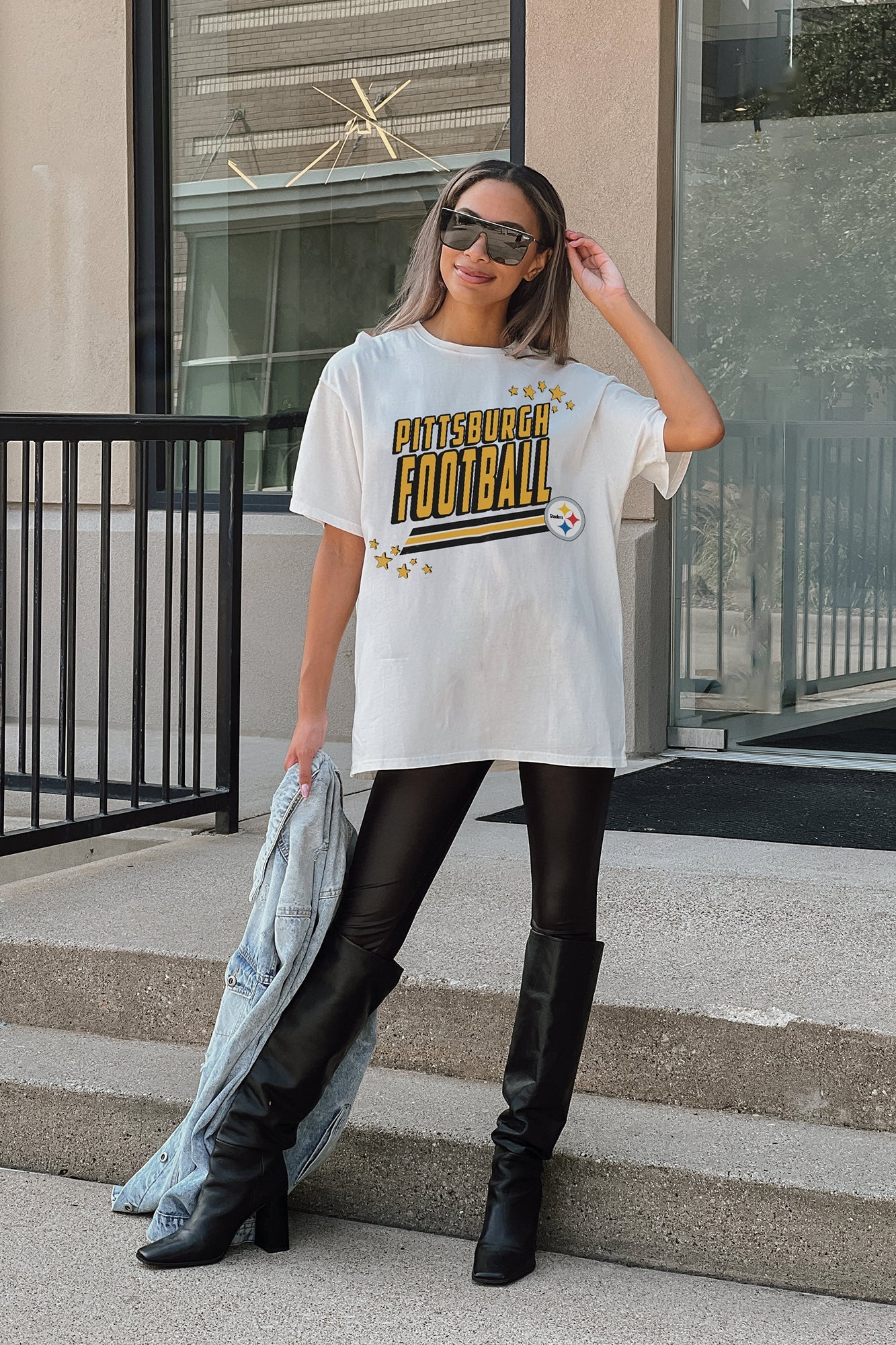 PITTSBURGH STEELERS COMING IN HOT OVERSIZED CREWNECK TEE – GAMEDAY