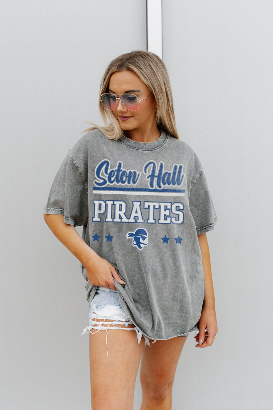 SETON HALL PIRATES HERE TO PLAY OVERSIZED CREWNECK TEE