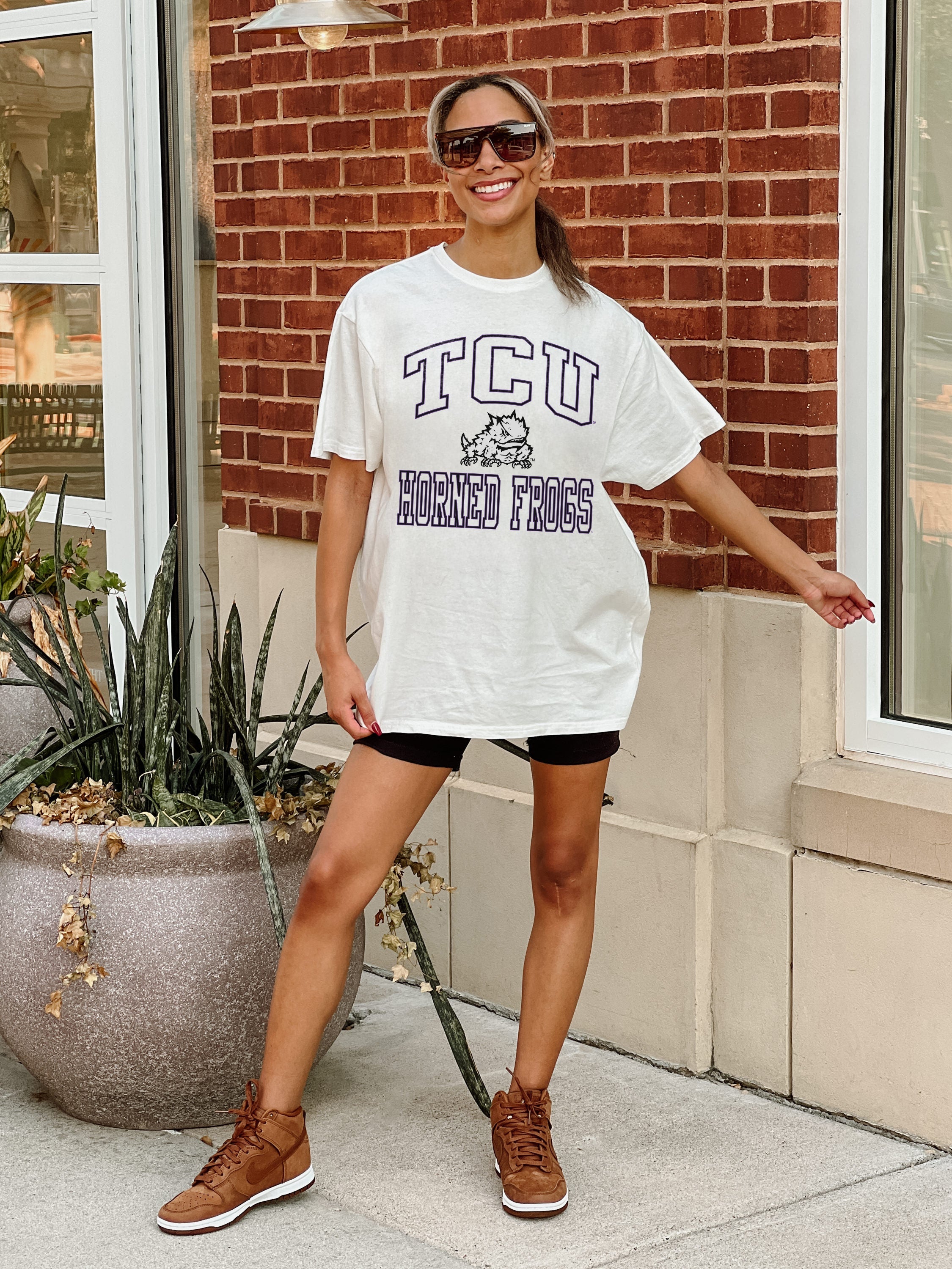 TCU HORNED FROGS UP YOUR GAME OVERSIZED CREWNECK TEE BY MADI PREWETT